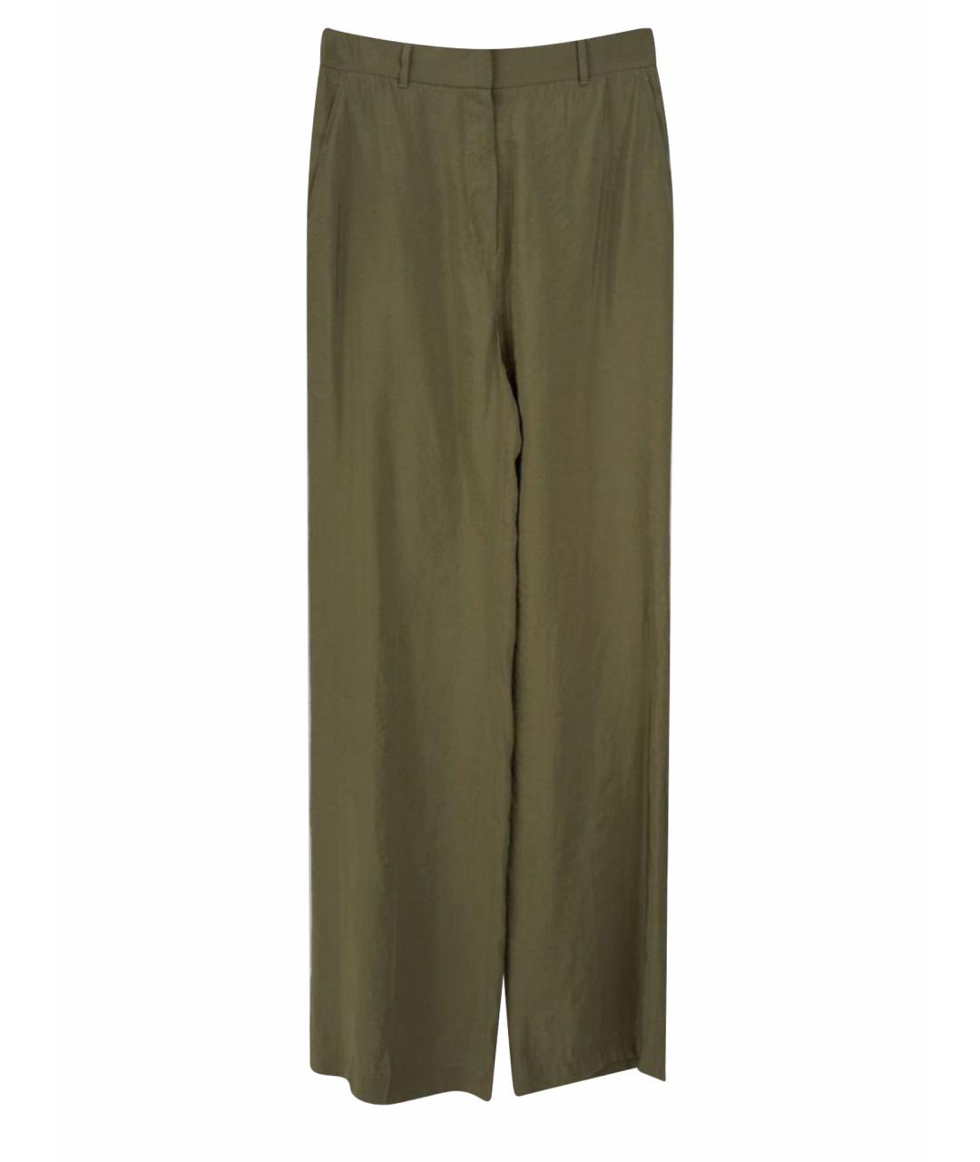 MAX MARA STUDIO Хаки вискозные прямые брюки, фото 8