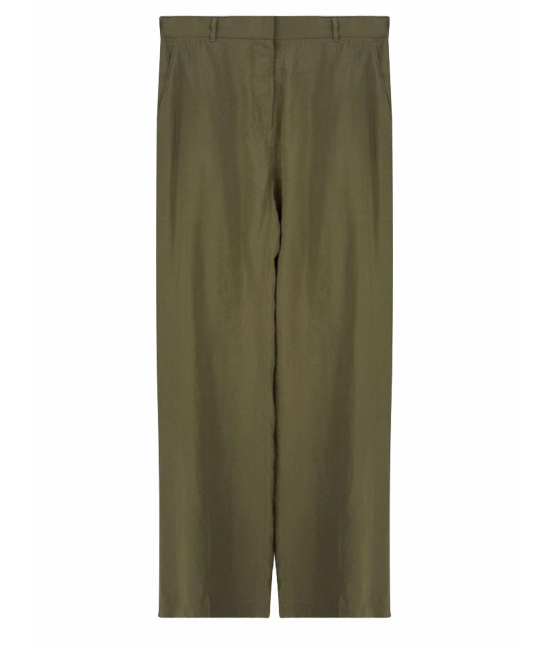 MAX MARA STUDIO Хаки вискозные прямые брюки, фото 1