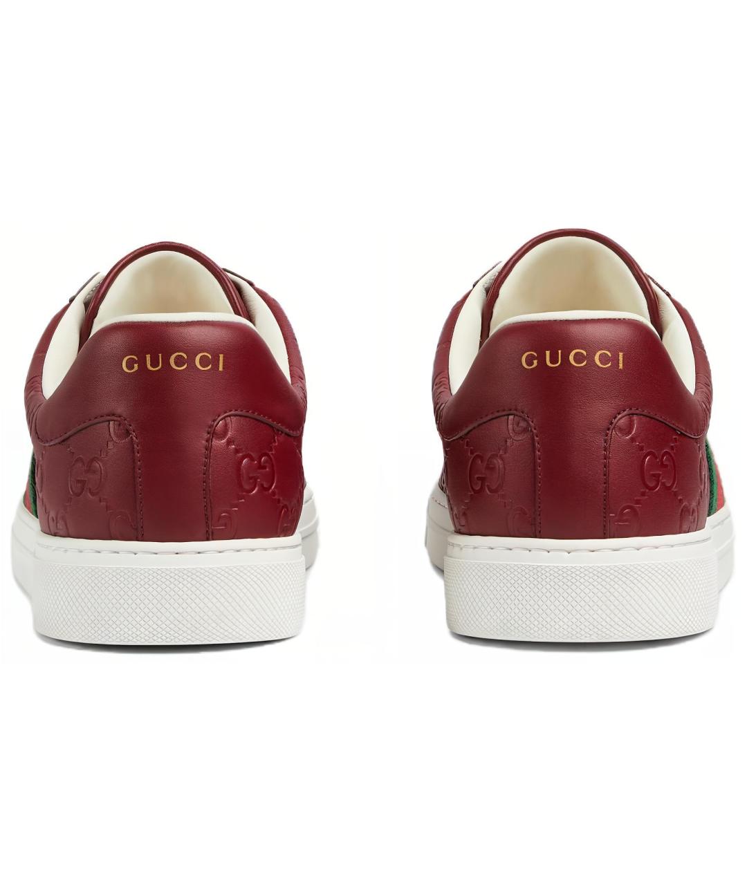 GUCCI Красные кожаные низкие кроссовки / кеды, фото 5