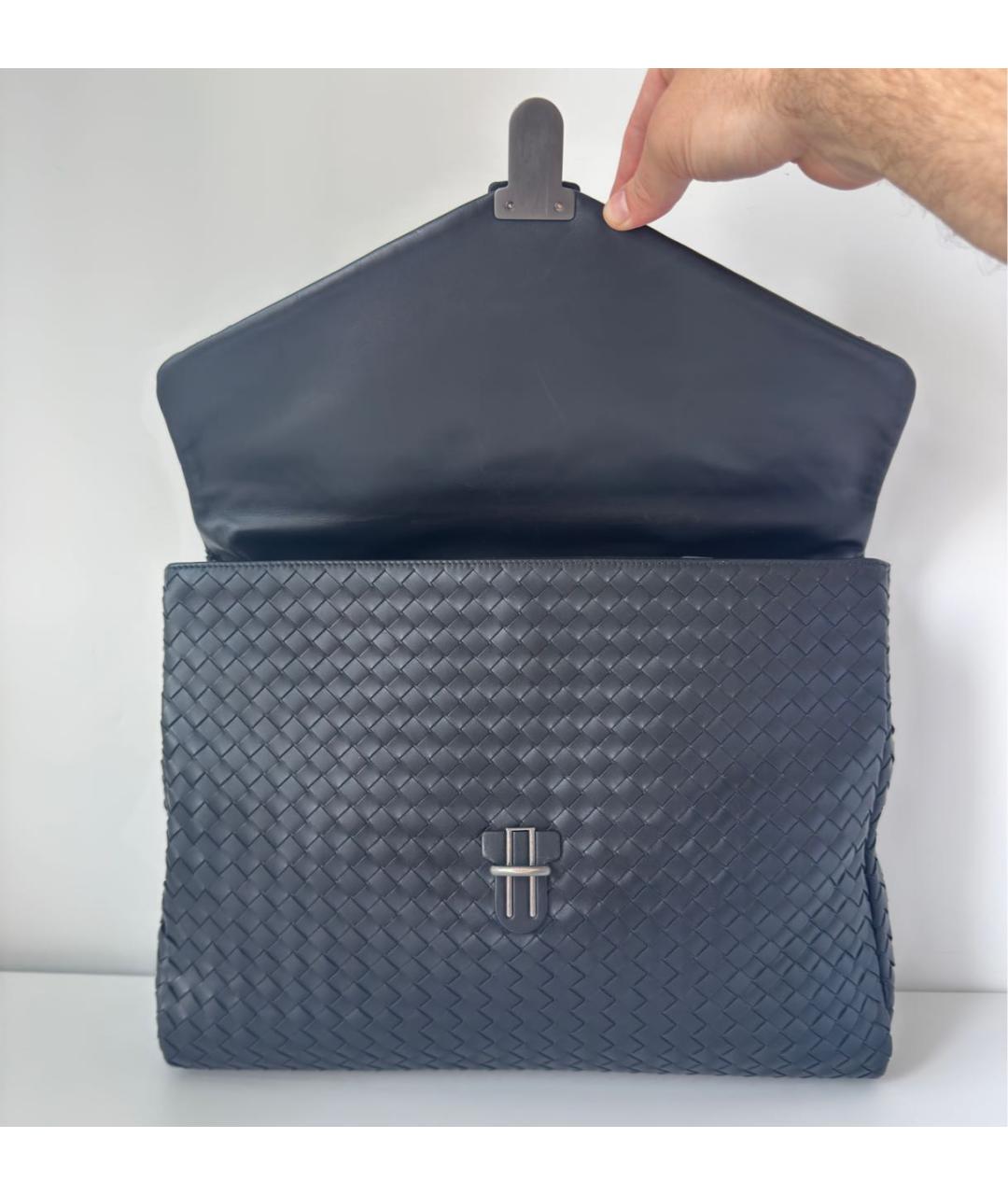 BOTTEGA VENETA Черный кожаный портфель, фото 5
