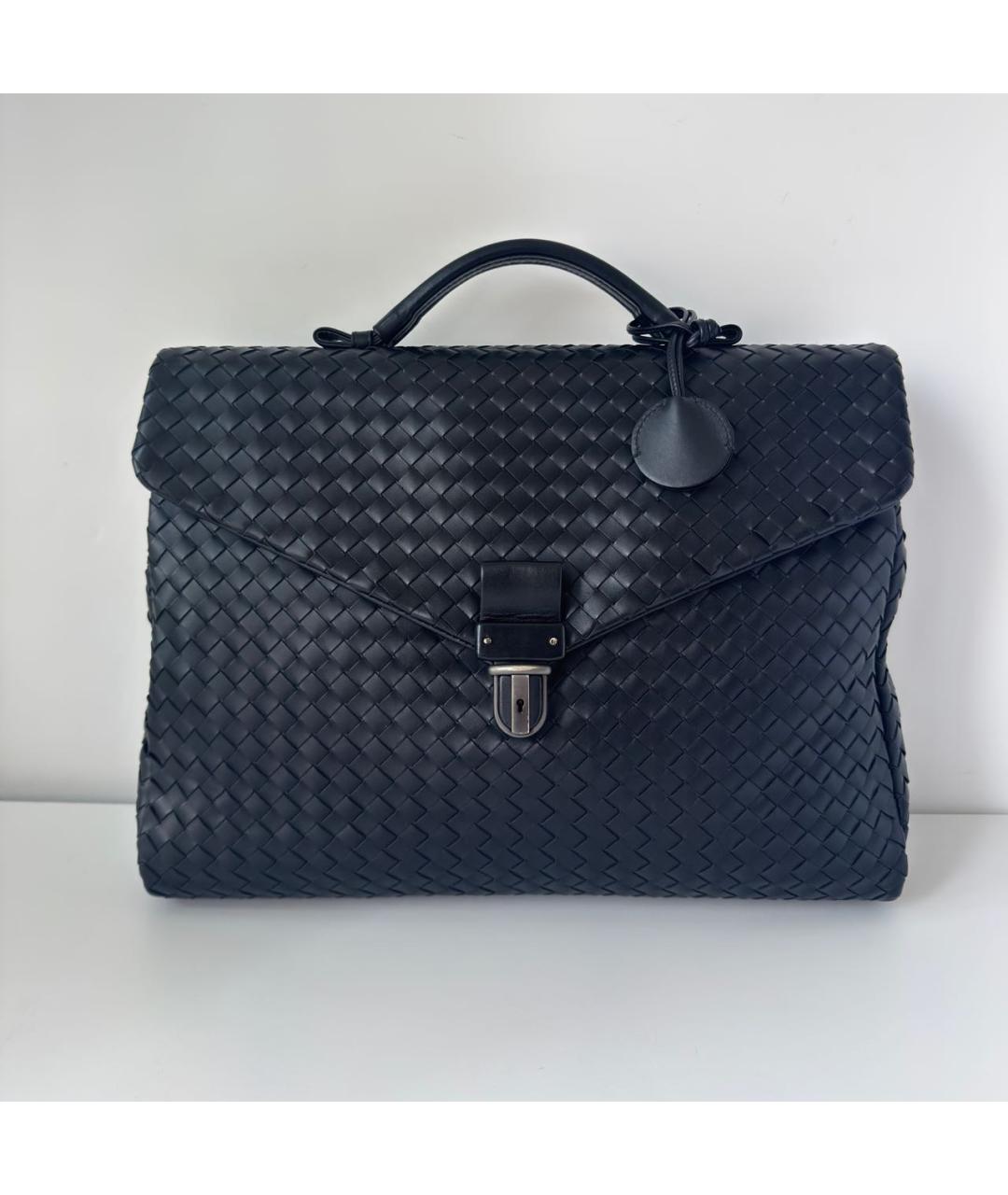 BOTTEGA VENETA Черный кожаный портфель, фото 9