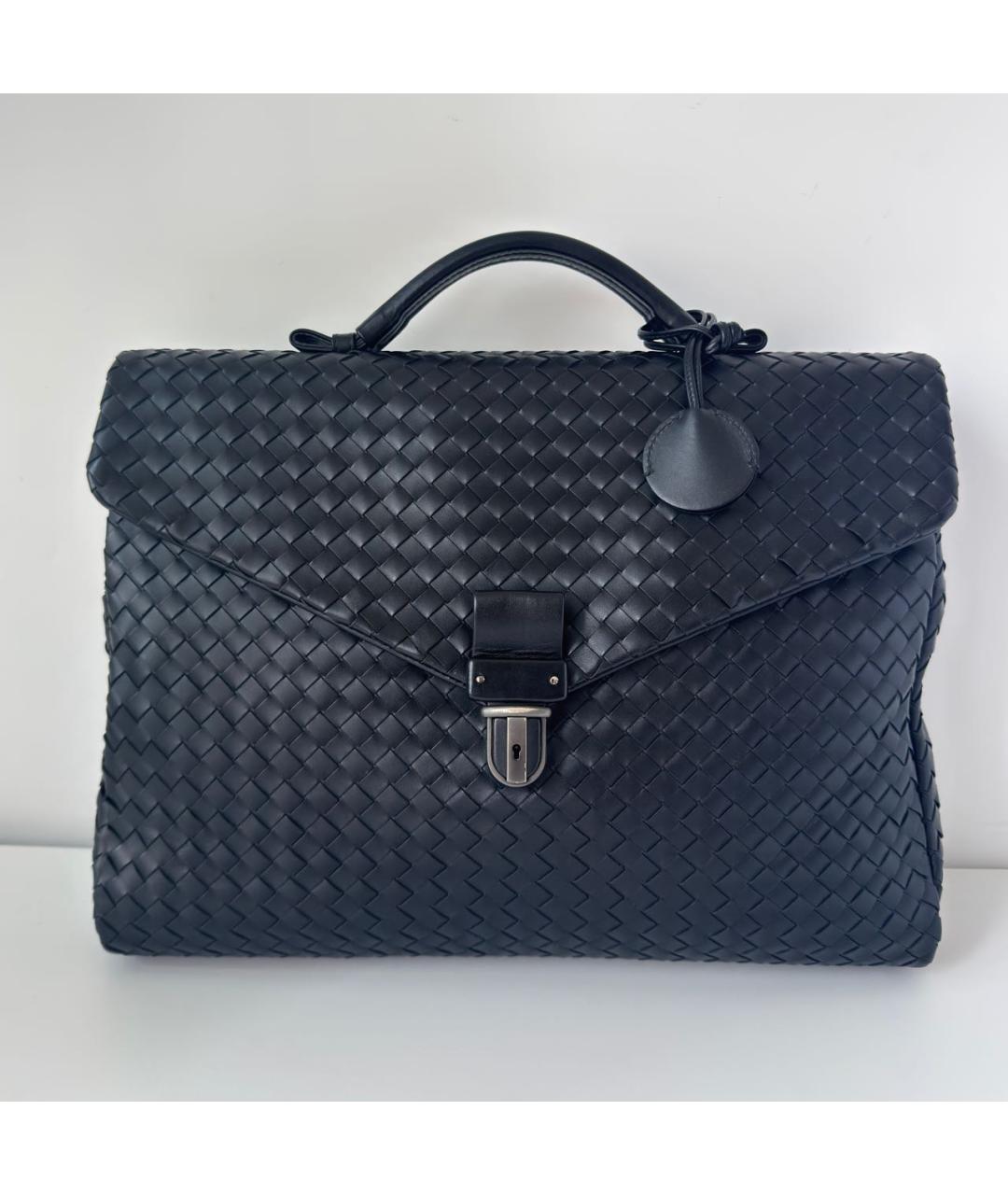 BOTTEGA VENETA Черный кожаный портфель, фото 2