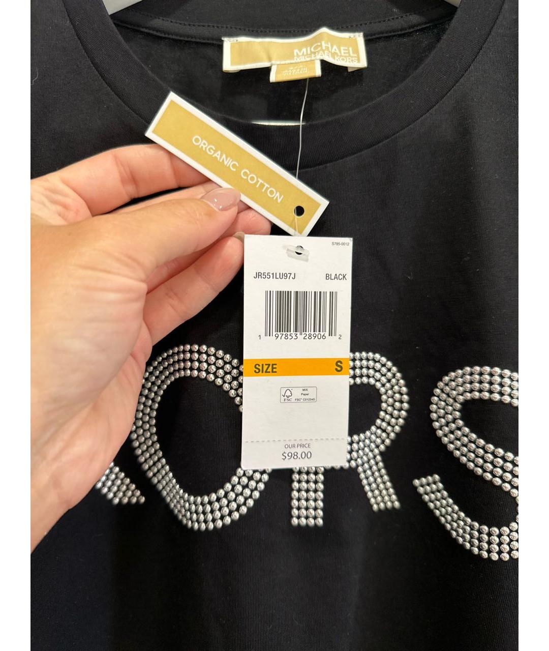 MICHAEL KORS Черная хлопковая футболка, фото 4