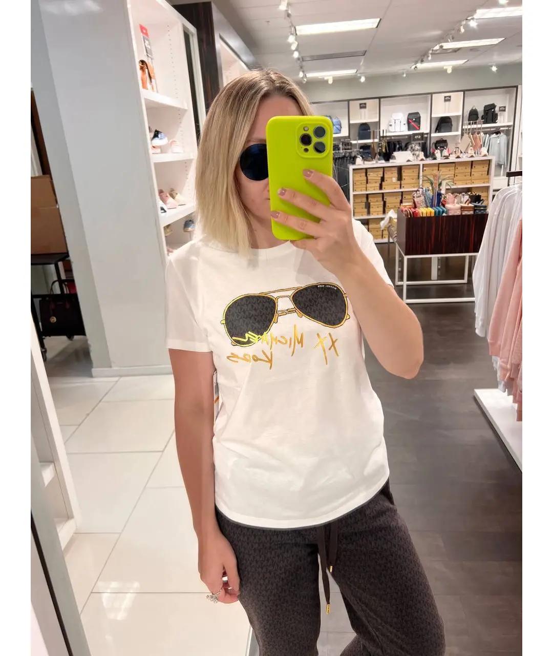 MICHAEL KORS Белая хлопковая футболка, фото 6