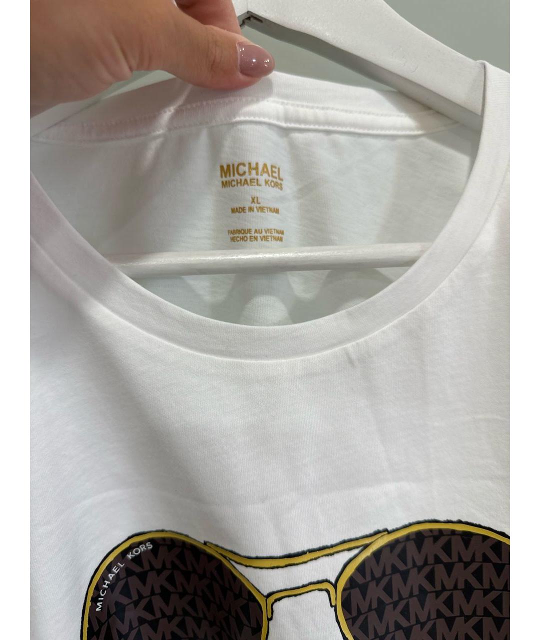 MICHAEL KORS Белая хлопковая футболка, фото 4