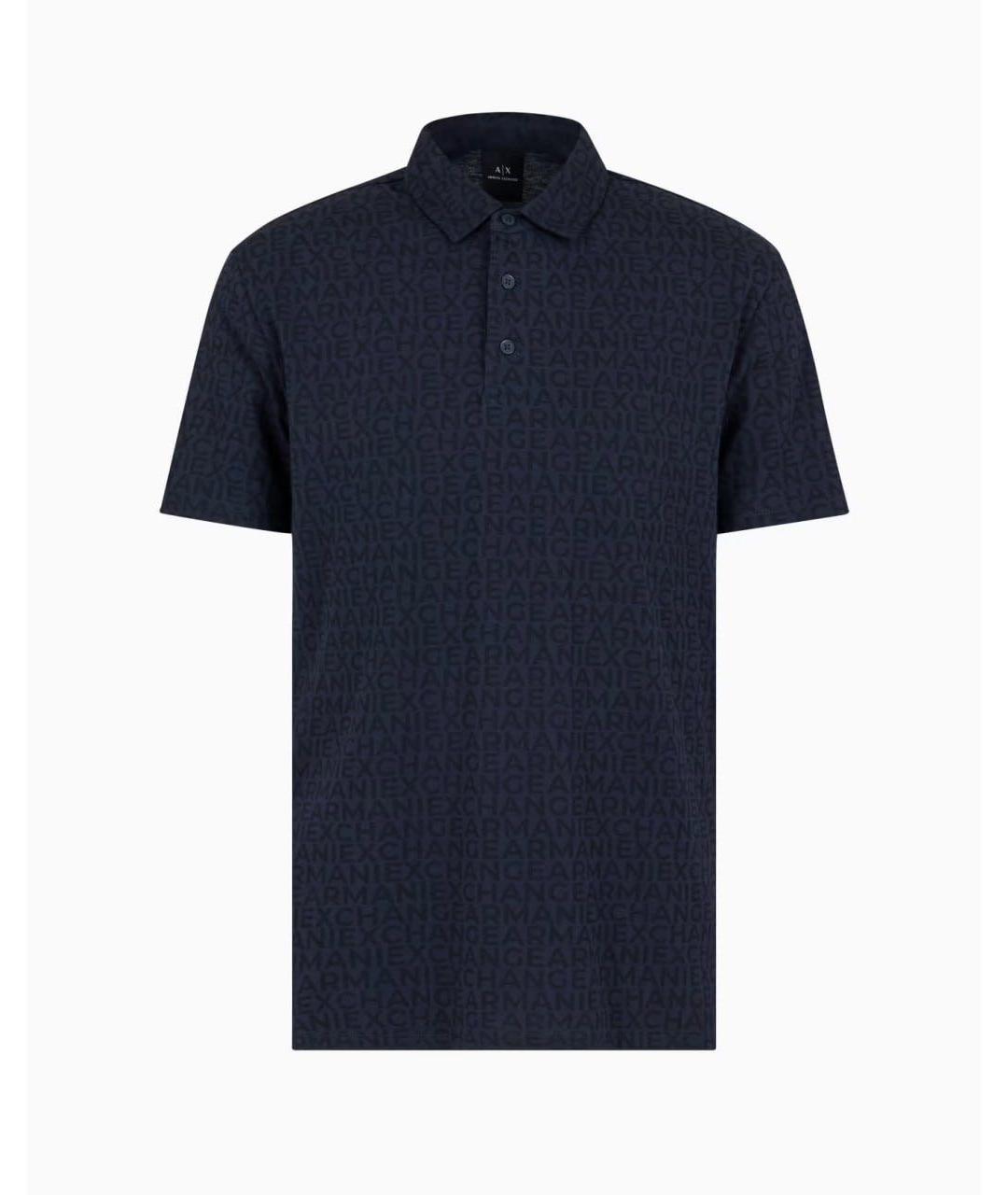 ARMANI EXCHANGE Синее хлопковое поло с коротким рукавом, фото 7
