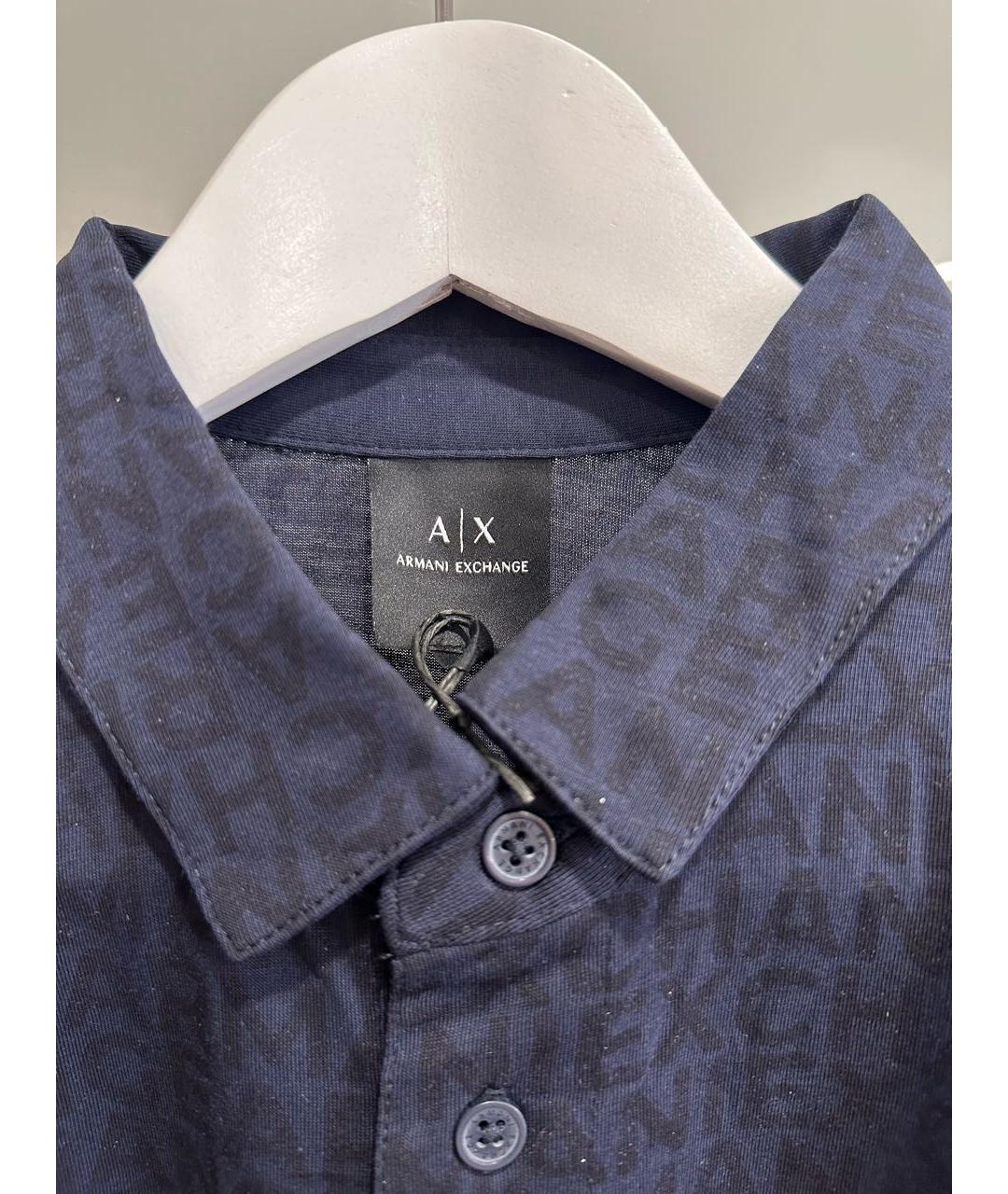 ARMANI EXCHANGE Синее хлопковое поло с коротким рукавом, фото 3