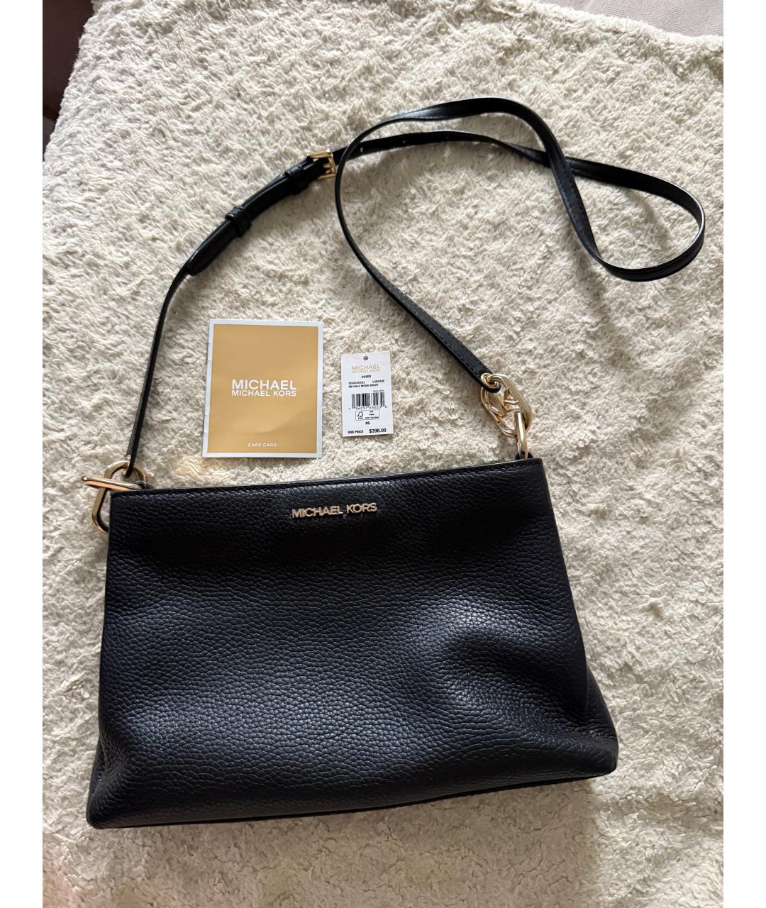 MICHAEL MICHAEL KORS Черная кожаная сумка через плечо, фото 3