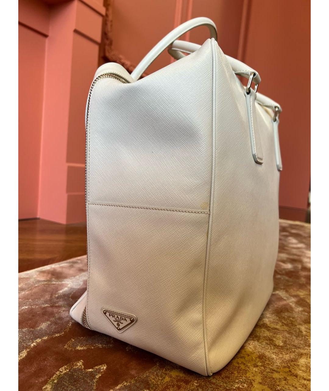 PRADA Белая кожаная дорожная/спортивная сумка, фото 8