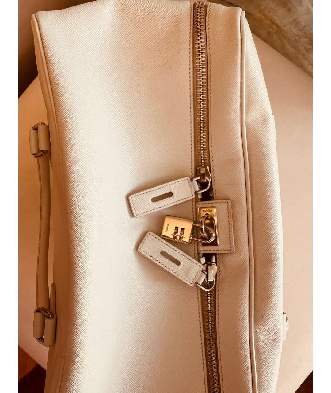 PRADA Белая кожаная дорожная/спортивная сумка, фото 6