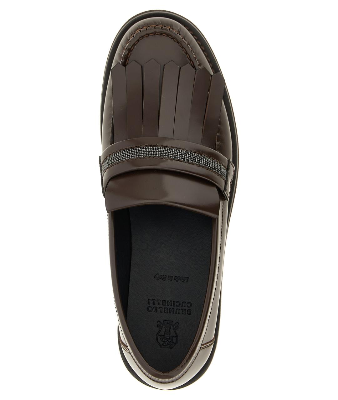 BRUNELLO CUCINELLI Коричневые кожаные лоферы, фото 4