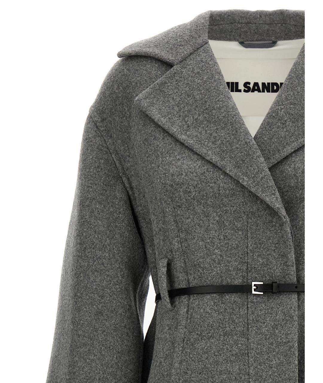 JIL SANDER Серое шерстяное пальто, фото 3