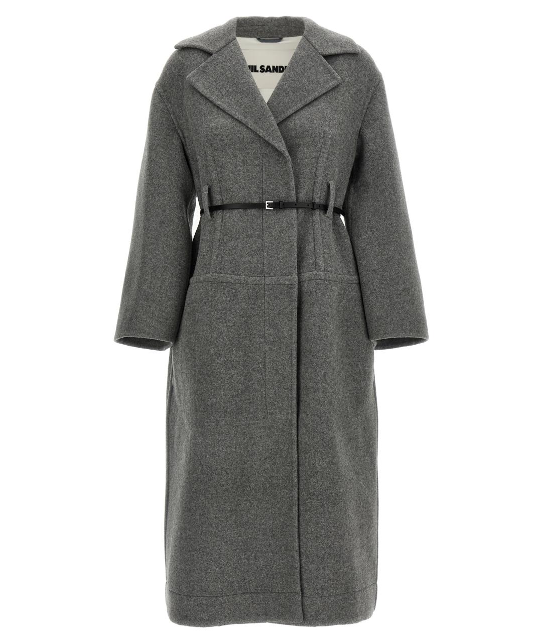 JIL SANDER Серое шерстяное пальто, фото 1