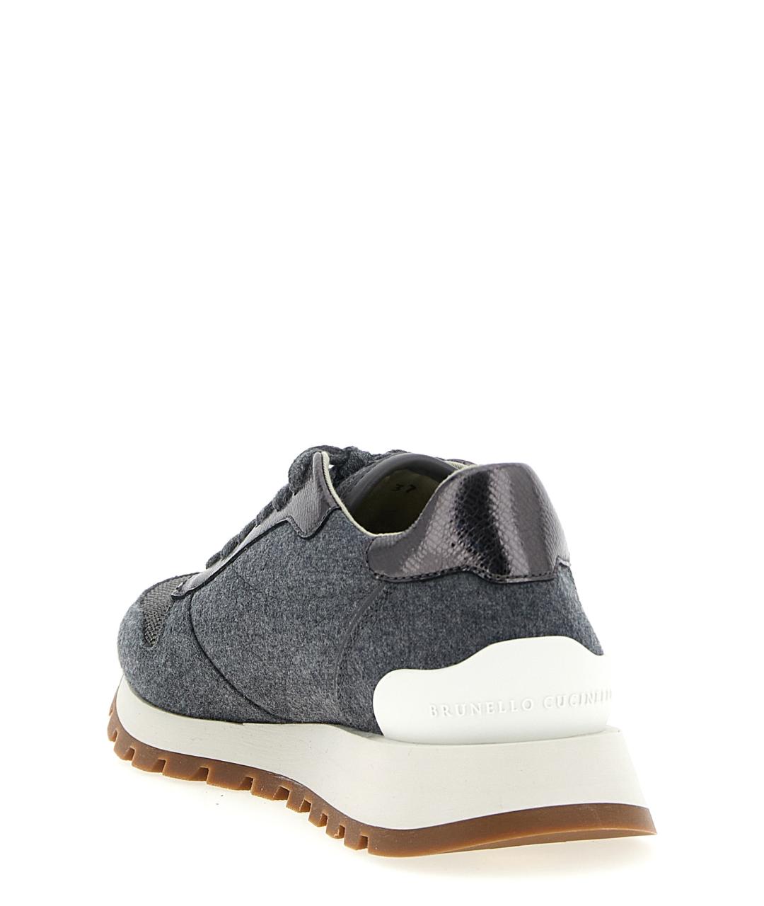 BRUNELLO CUCINELLI Антрацитовые текстильные кроссовки, фото 3