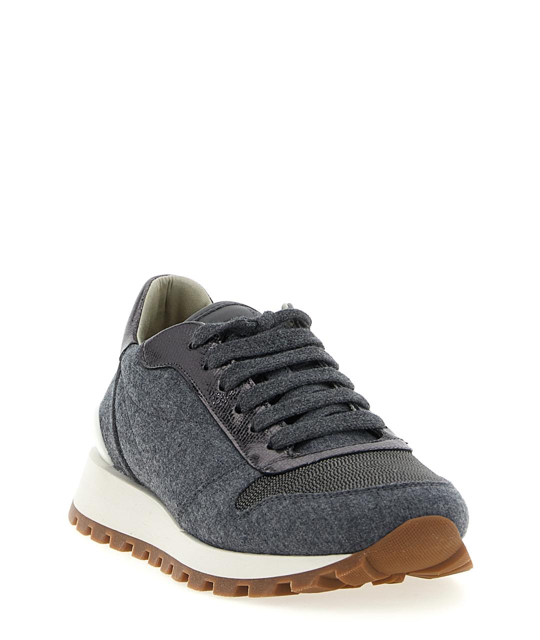 BRUNELLO CUCINELLI Антрацитовые текстильные кроссовки, фото 2