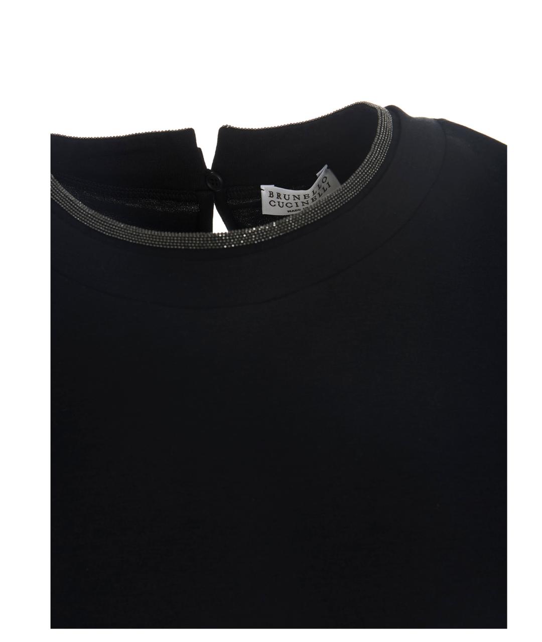 BRUNELLO CUCINELLI Черная хлопковая футболка, фото 4