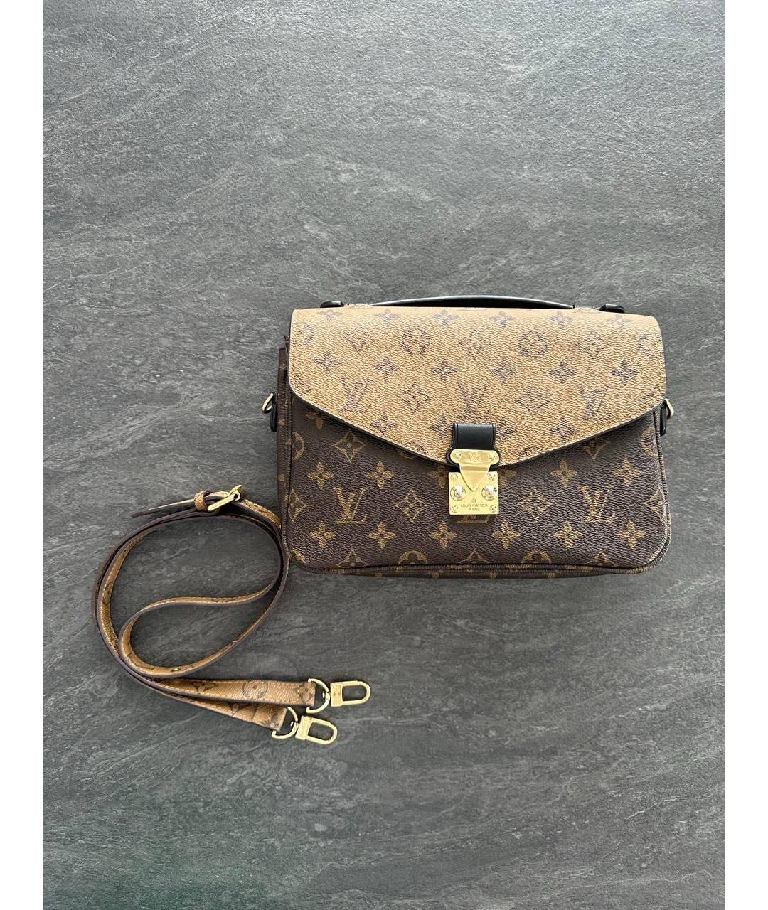 LOUIS VUITTON Коричневая кожаная сумка через плечо, фото 5