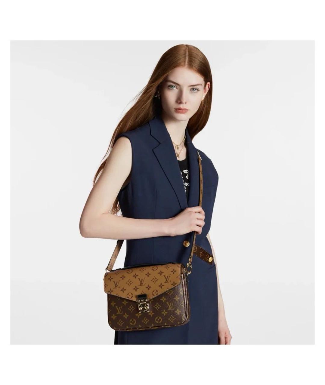 LOUIS VUITTON Коричневая кожаная сумка через плечо, фото 6