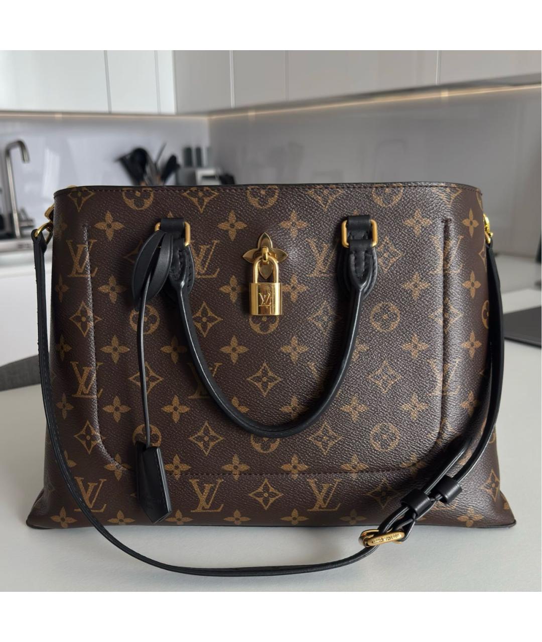 LOUIS VUITTON Коричневая кожаная сумка тоут, фото 8