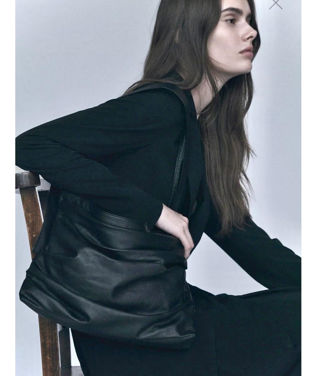 YOHJI YAMAMOTO Черная кожаная сумка тоут, фото 7