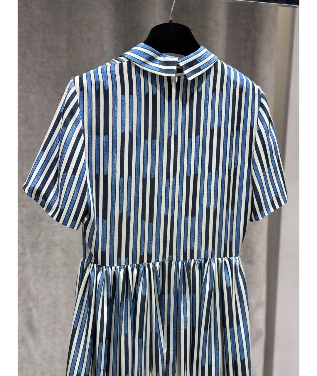 CHRISTIAN DIOR Голубое шелковое повседневное платье, фото 5