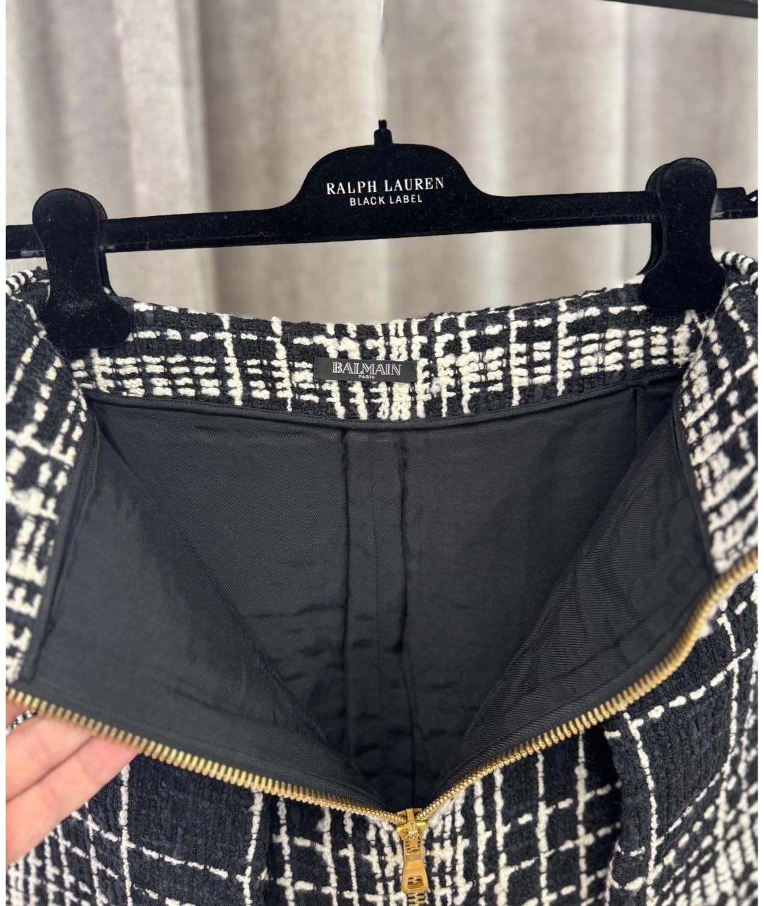 BALMAIN Черная шерстяная юбка мини, фото 3