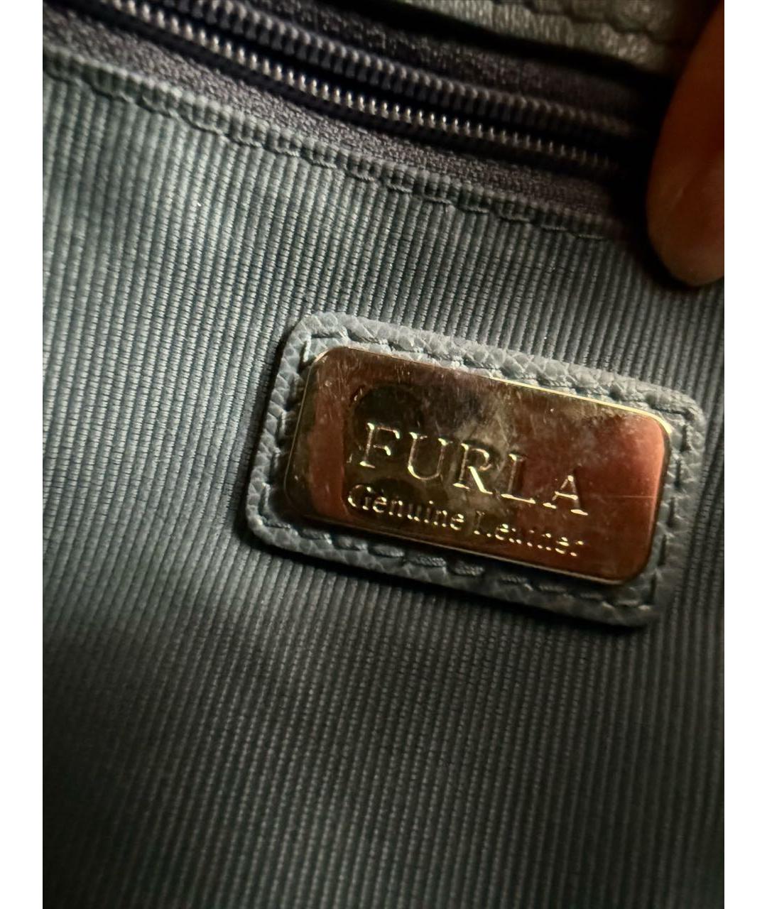 FURLA Голубая кожаная сумка через плечо, фото 4