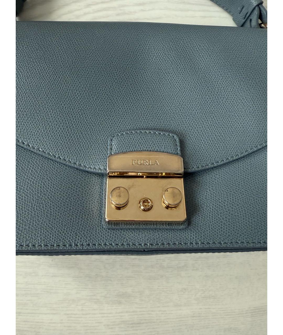 FURLA Голубая кожаная сумка через плечо, фото 3