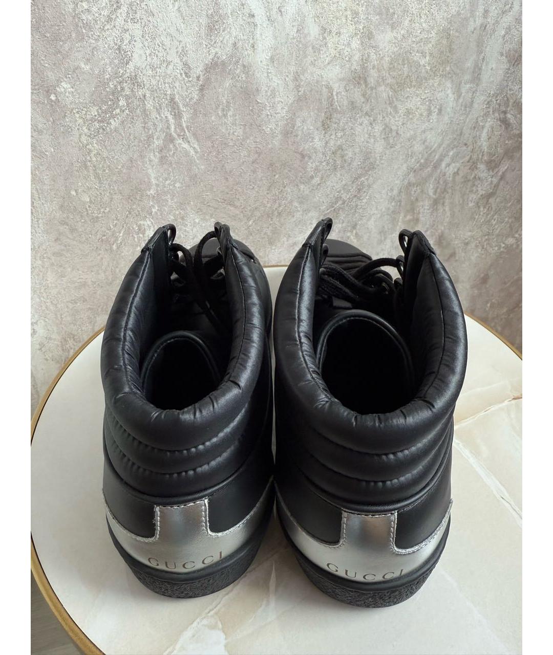GUCCI Черные кожаные высокие кроссовки / кеды, фото 3