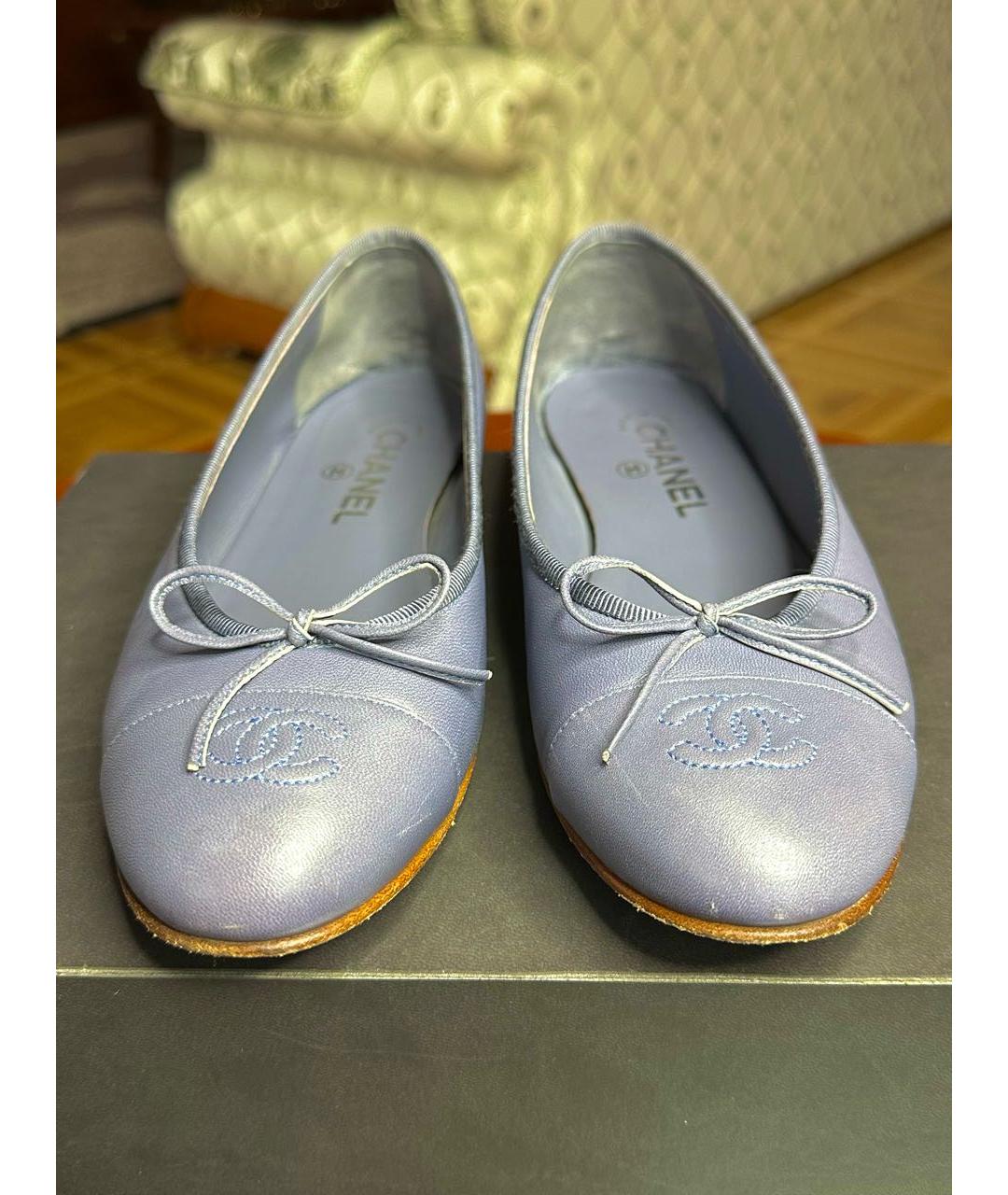 CHANEL Синие кожаные балетки, фото 5
