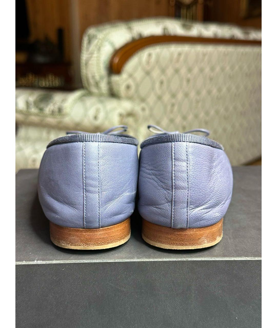 CHANEL Синие кожаные балетки, фото 4