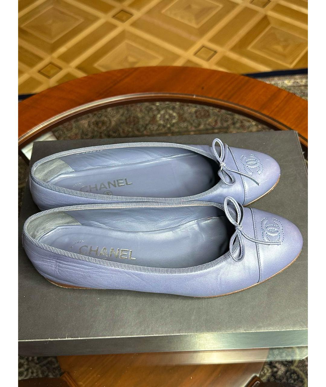 CHANEL Синие кожаные балетки, фото 6