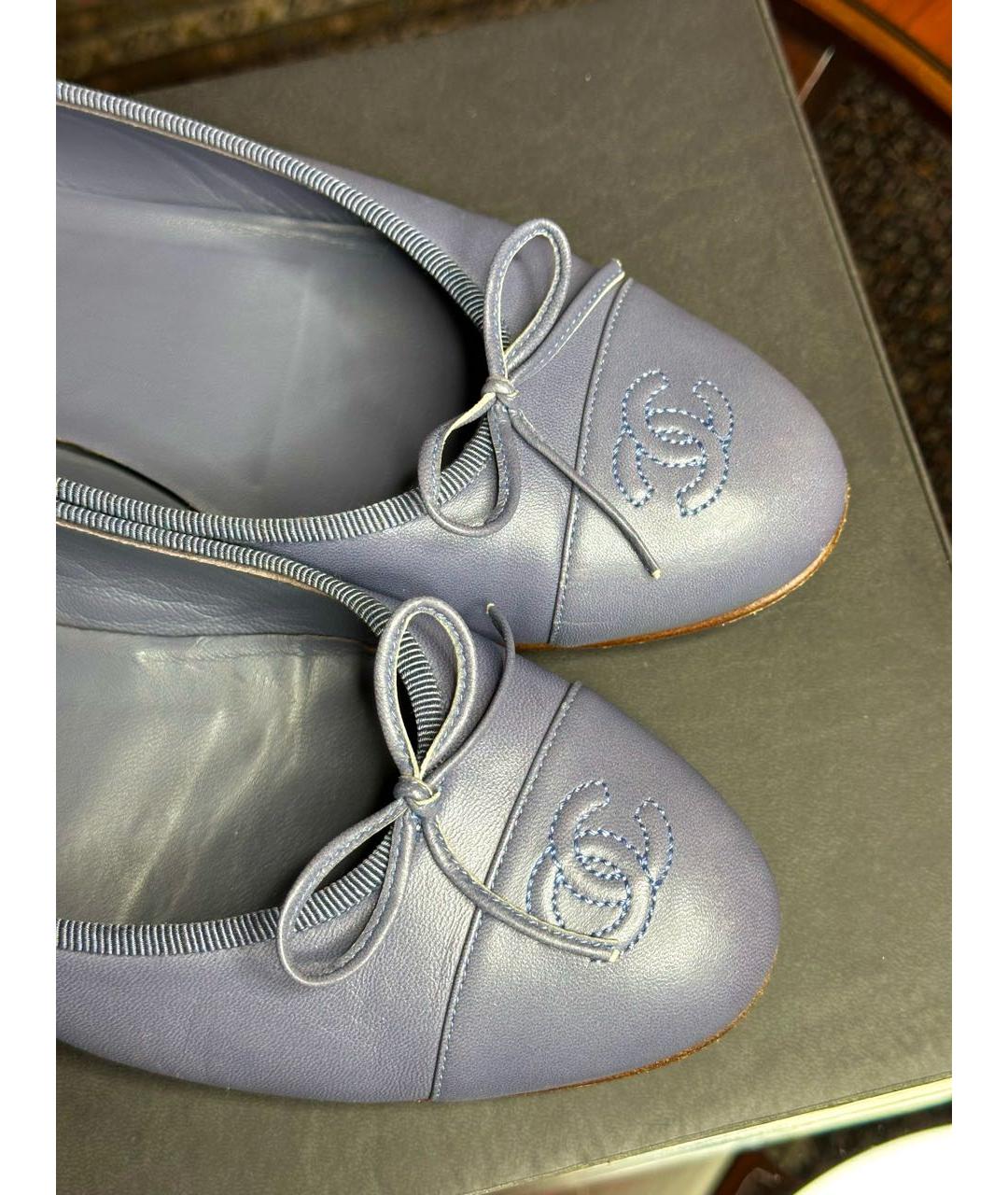 CHANEL Синие кожаные балетки, фото 7