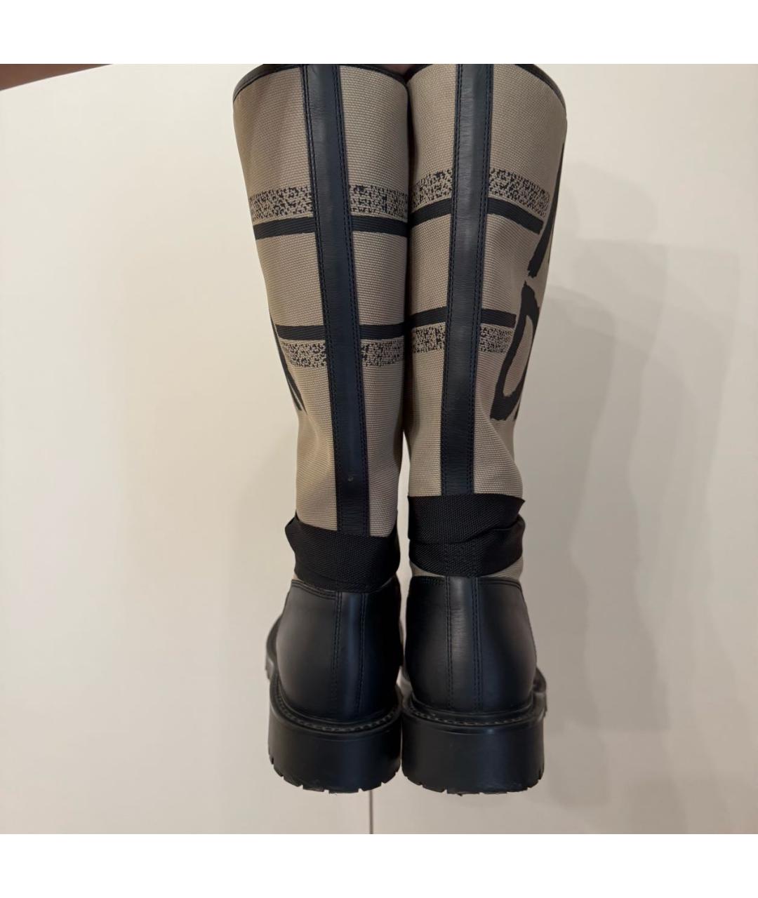 CHRISTIAN DIOR Хаки кожаные сапоги, фото 4