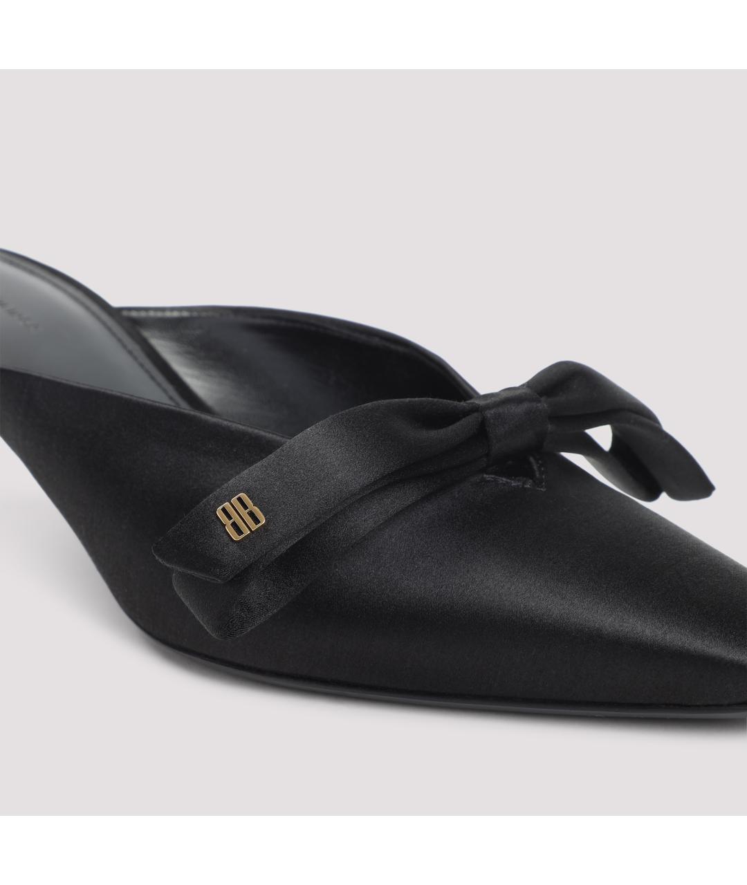 BALENCIAGA Черные кожаные мюли, фото 4