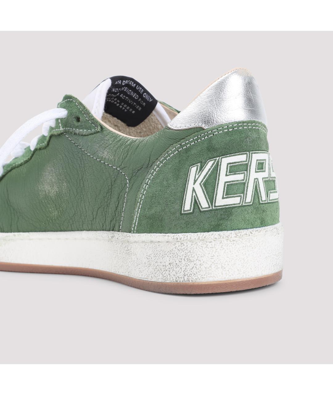 GOLDEN GOOSE DELUXE BRAND Зеленые кожаные низкие кроссовки / кеды, фото 3