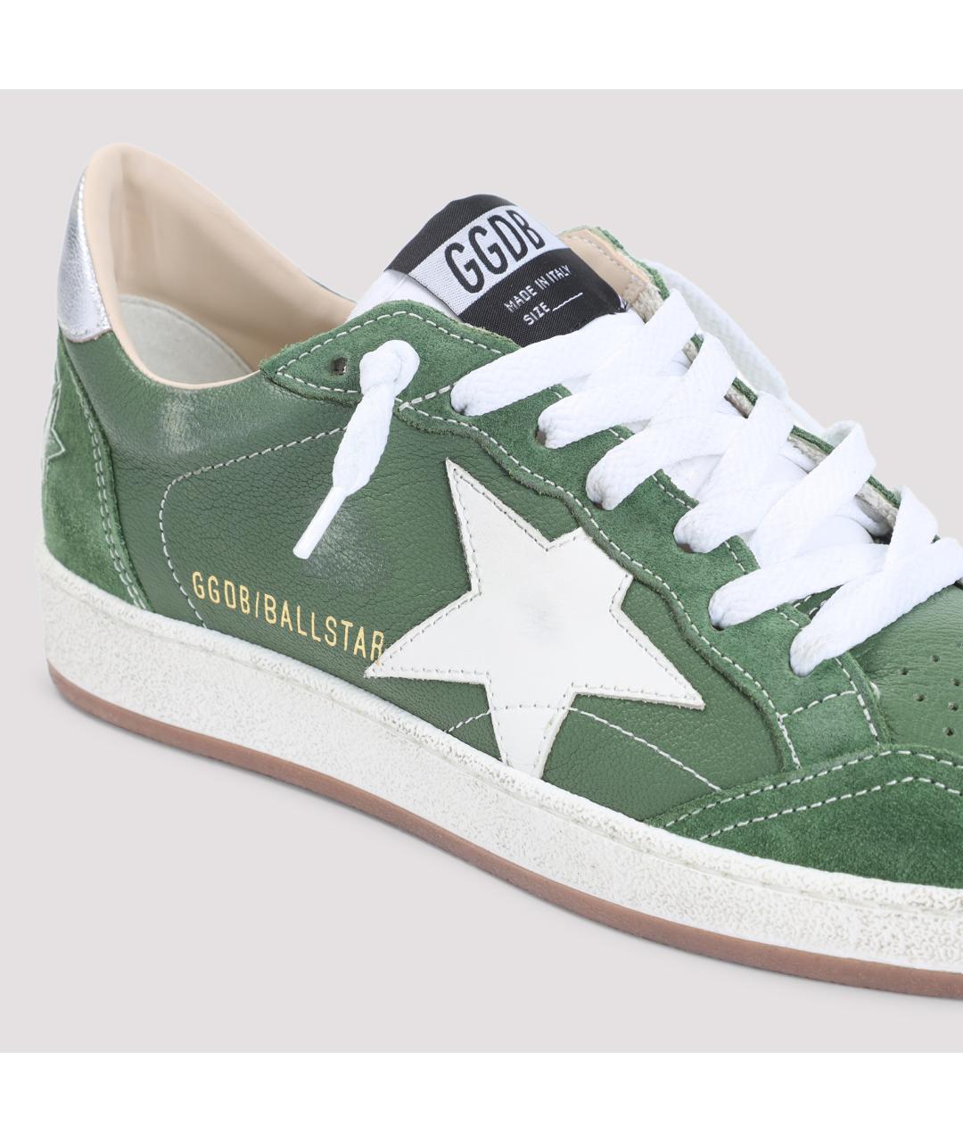 GOLDEN GOOSE DELUXE BRAND Зеленые кожаные низкие кроссовки / кеды, фото 4