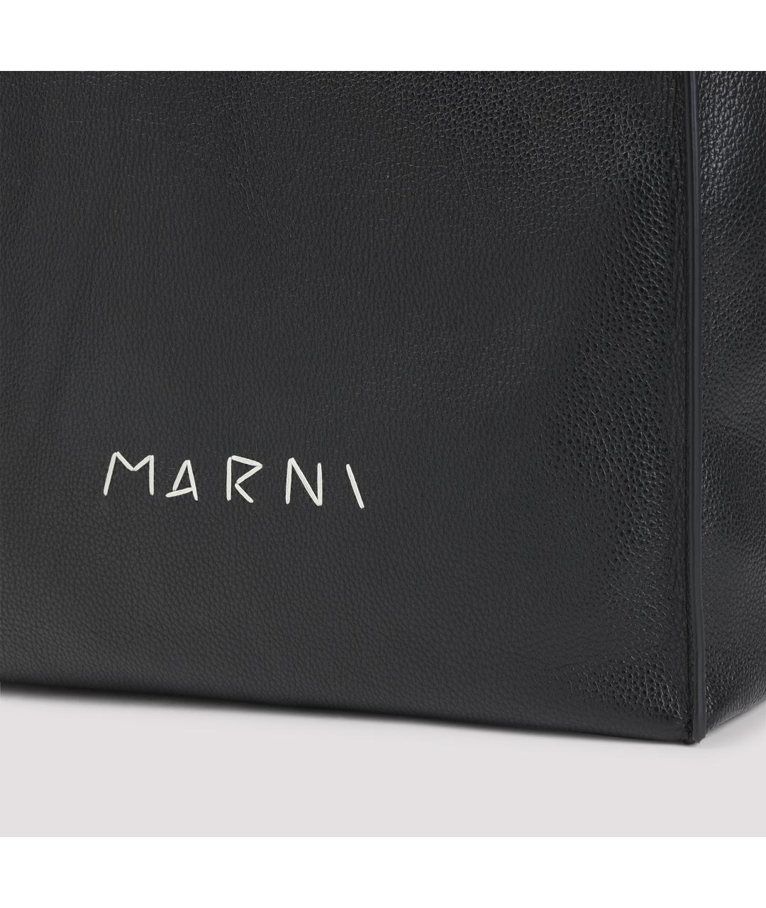 MARNI Черная кожаная сумка тоут, фото 3