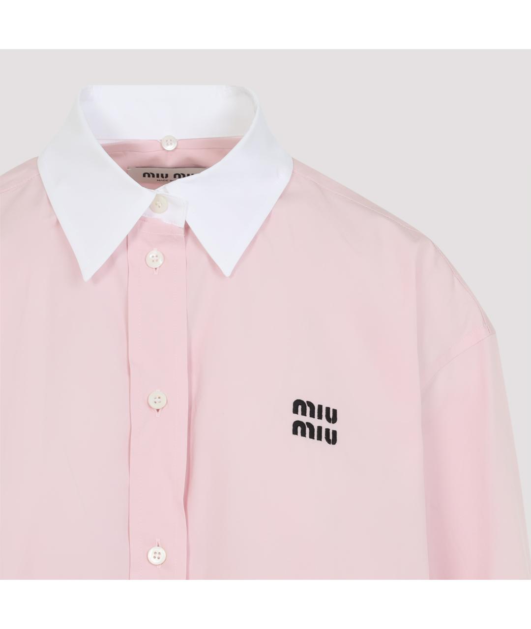 MIU MIU Розовая хлопковая рубашка, фото 4