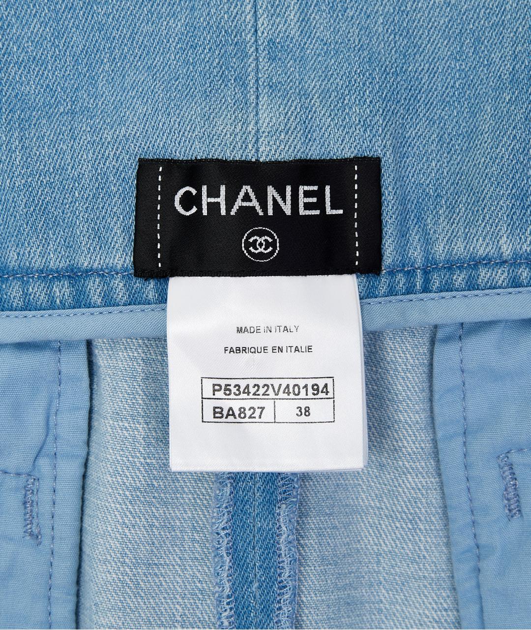 CHANEL Голубая хлопковая юбка мини, фото 6