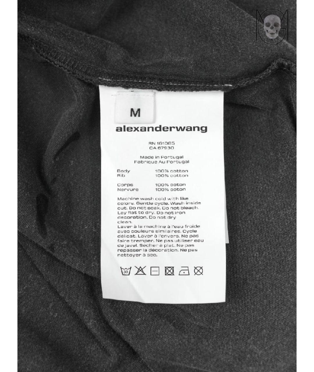 ALEXANDER WANG Серая хлопковая футболка, фото 5