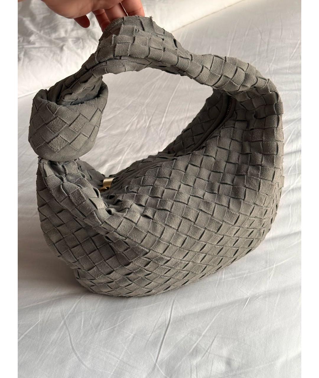 BOTTEGA VENETA Серая замшевая сумка с короткими ручками, фото 6