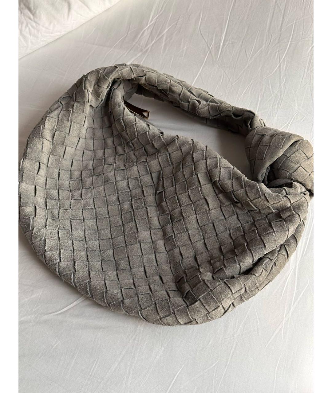 BOTTEGA VENETA Серая замшевая сумка с короткими ручками, фото 5