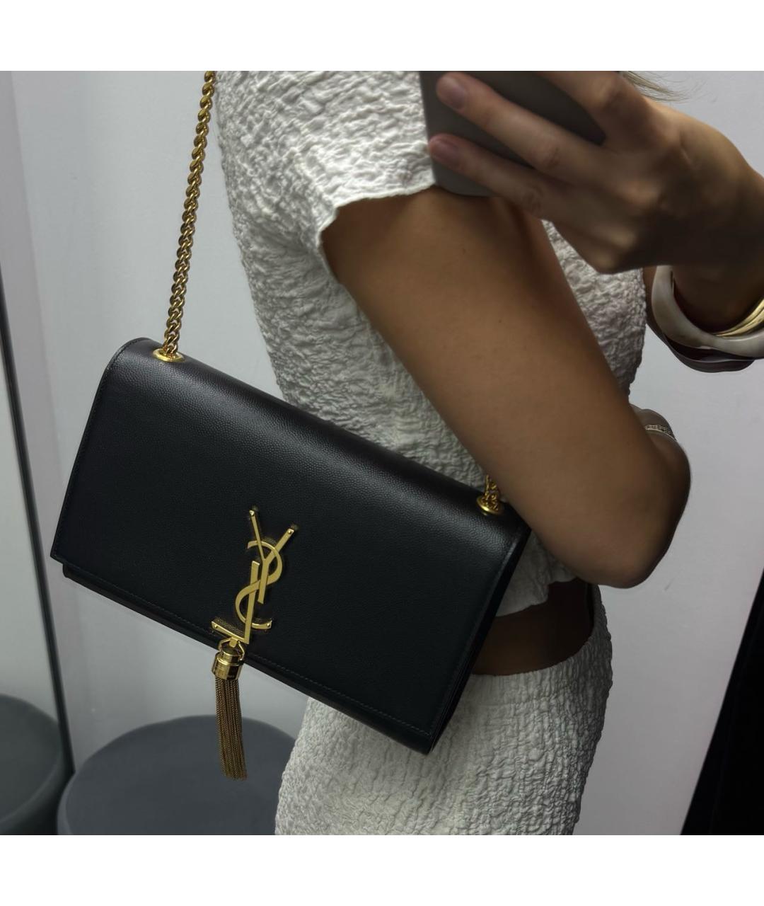 SAINT LAURENT Черная кожаная сумка через плечо, фото 6