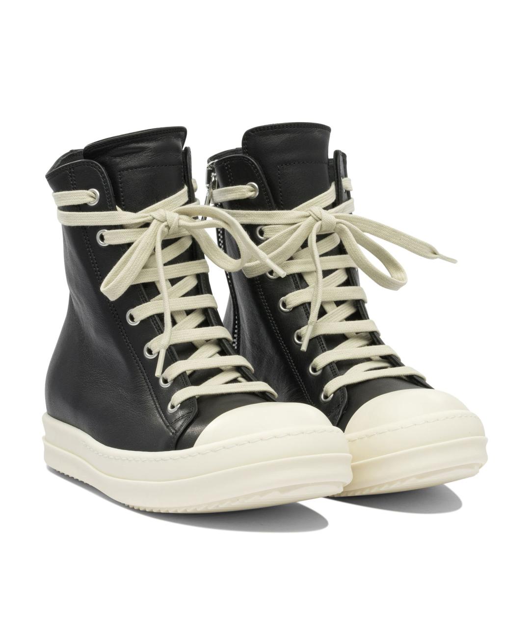 RICK OWENS Черные кожаные кеды, фото 2