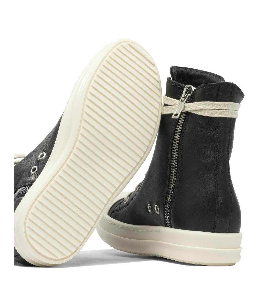 RICK OWENS Черные кожаные кеды, фото 5