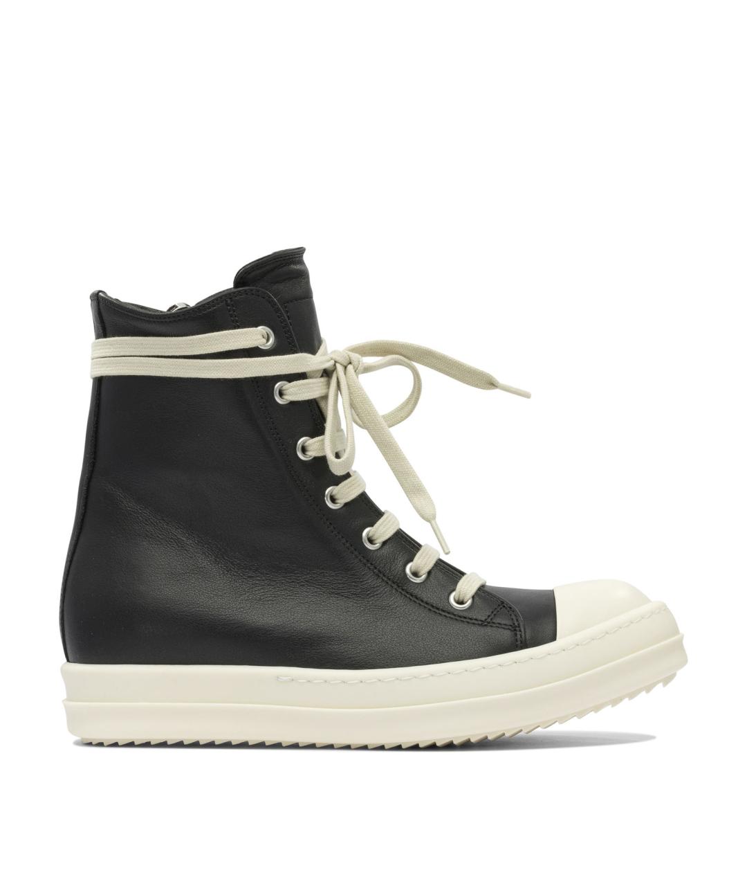 RICK OWENS Черные кожаные кеды, фото 1
