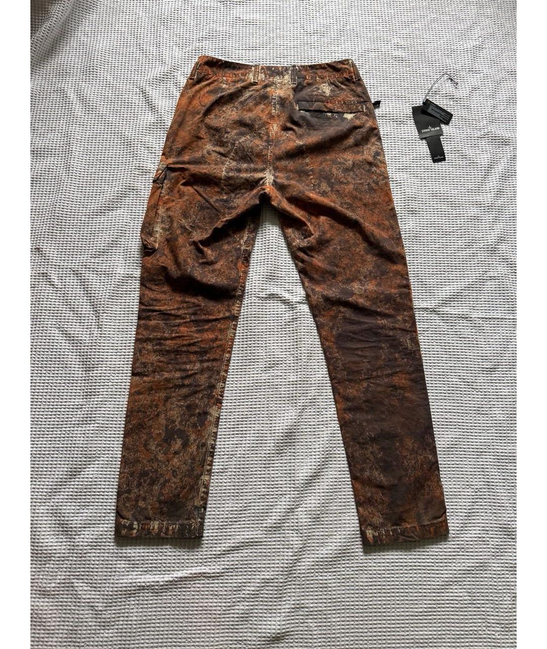 STONE ISLAND Оранжевое хлопковые повседневные брюки, фото 2