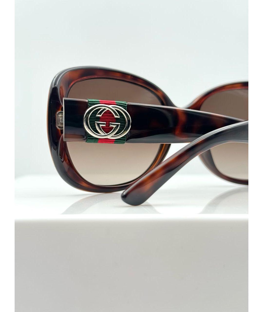 GUCCI Коричневые пластиковые солнцезащитные очки, фото 4