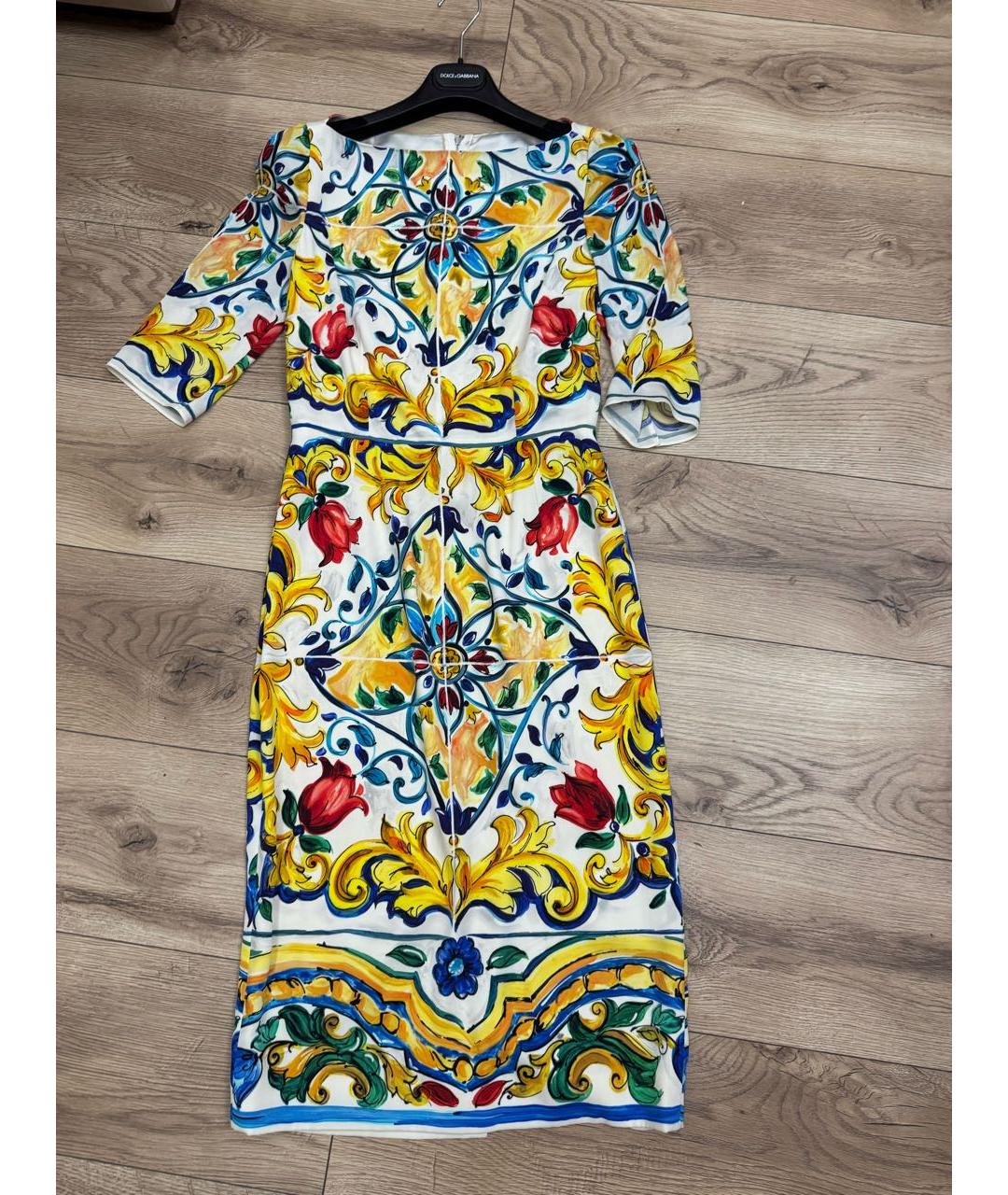 DOLCE&GABBANA Мульти шелковое платье, фото 7